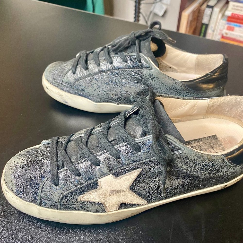 Golden Goose Superstar Low Top Black White 7 Distressed Leather